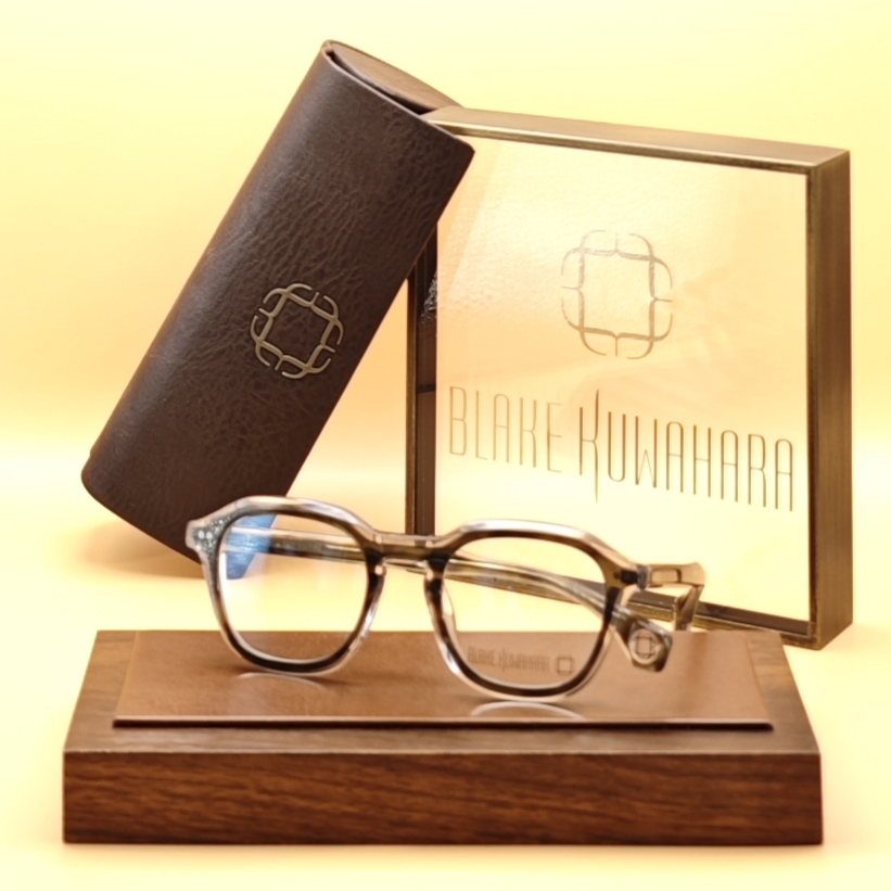 Blake Kuwahara's Fletcher rounded oval glasses in brown tortoise acetate with speckled details on the endpieces.